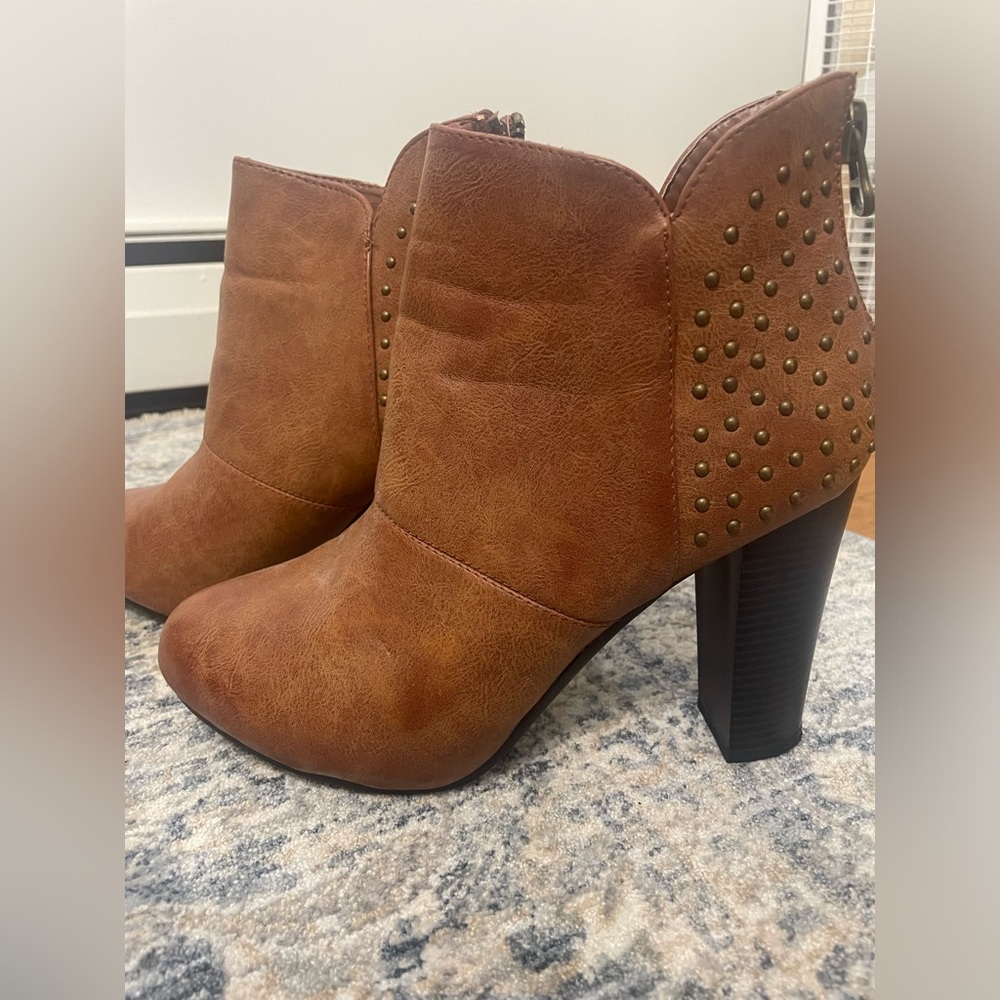 Brown studded booties